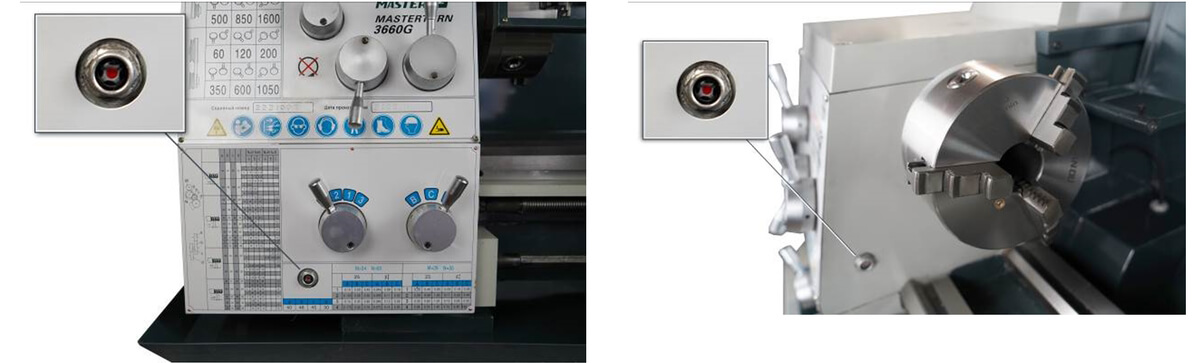 MasterTurn 3660G 
 Передняя бабка токарного настольного токарного станка MasterTurn 3660G оснащена маслоуказательными окошками для оперативного контроля уровня масла  
